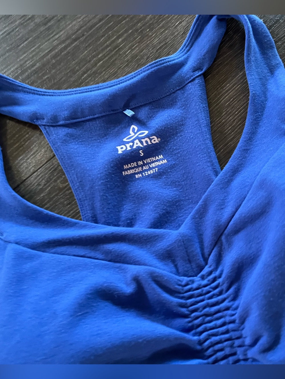 Prana Dress Blue Gathered Racerback dress size small - Picture 2 of 6